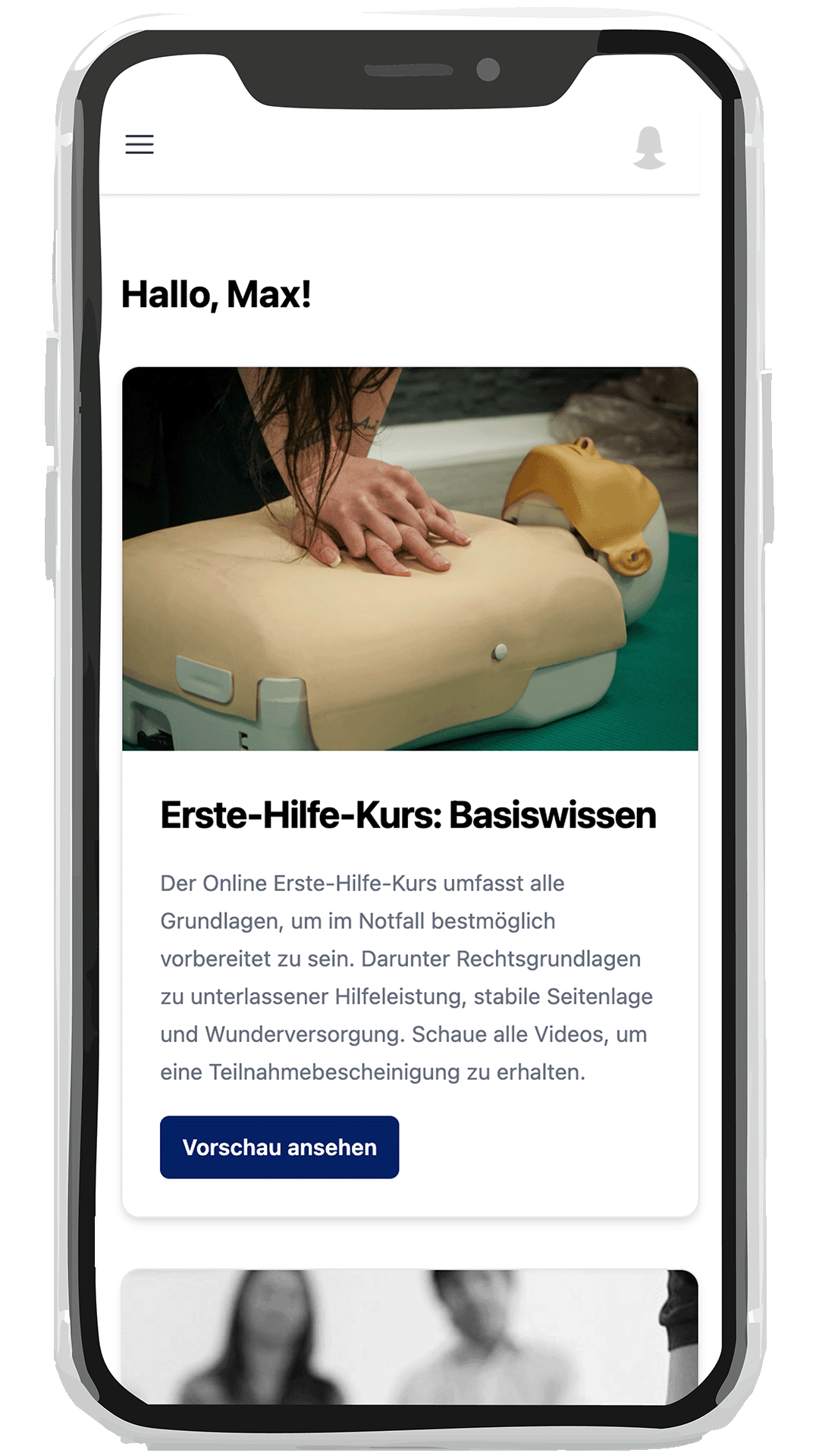 Nextmember Mitgliederbereich auf einem Smartphone
